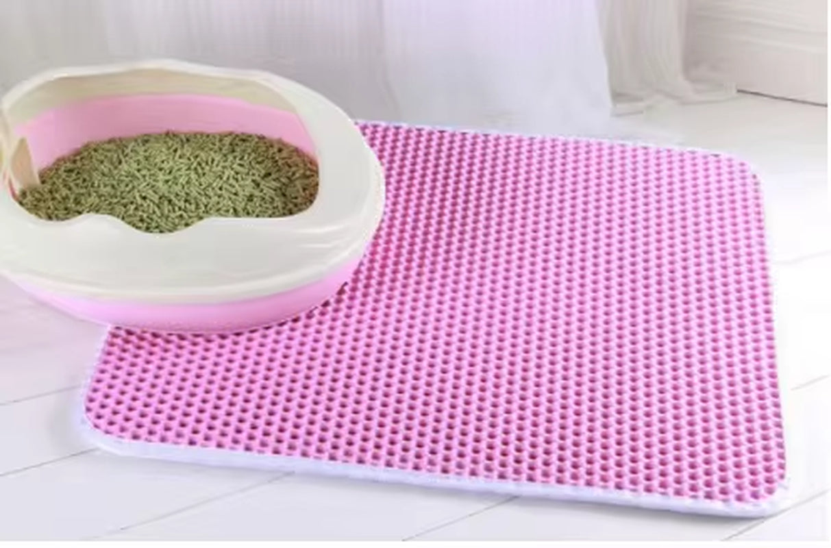 Cat Litter Mat with Gift Double Layer Waterproof Pet Litter Box Mat Non-Slip Sand Cat Pad Washable Bed Mat Clean Pad Products